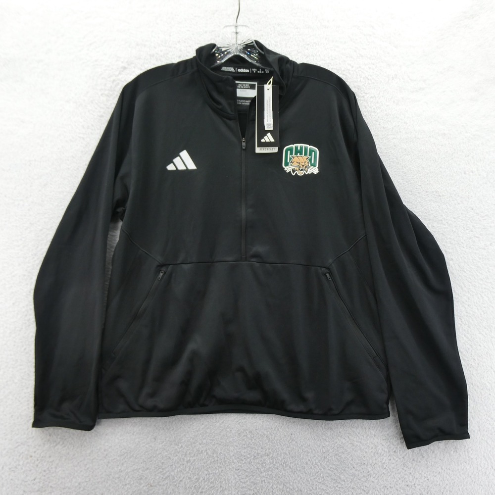 Adidas Pullover Women Medium Ohio Bobcats Black AEROREADY Quarter Zip Jacket